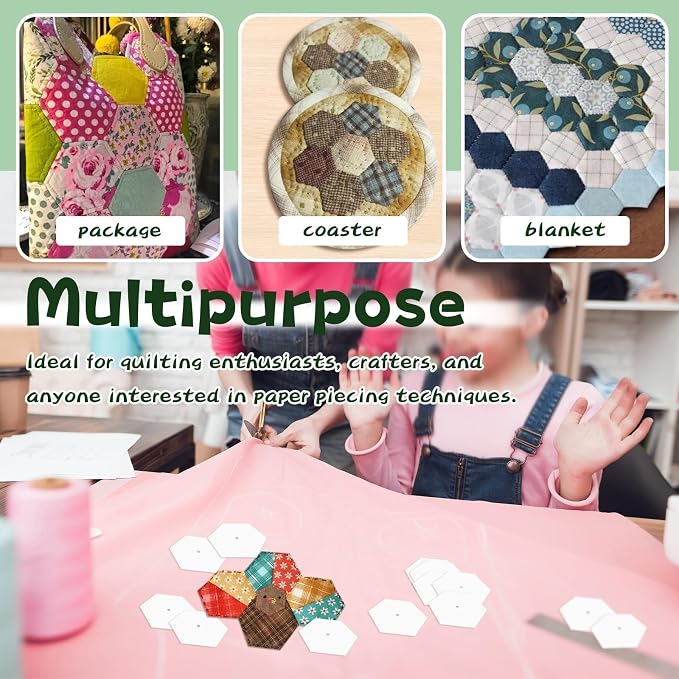 1000 PCS Paper Piecing 1", Hexagon Quilting Templates - Image 5