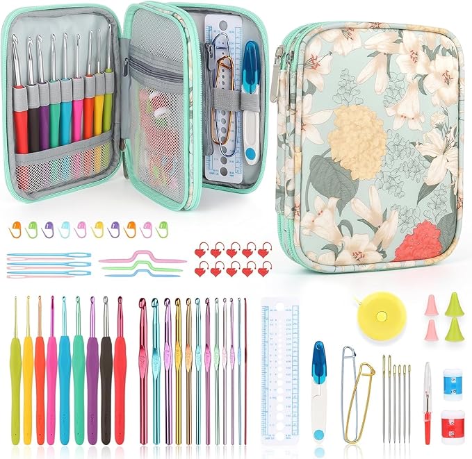 Katech Crochet Hooks Set with Crochet Case, Colorful Soft Handle Knitting by Katech