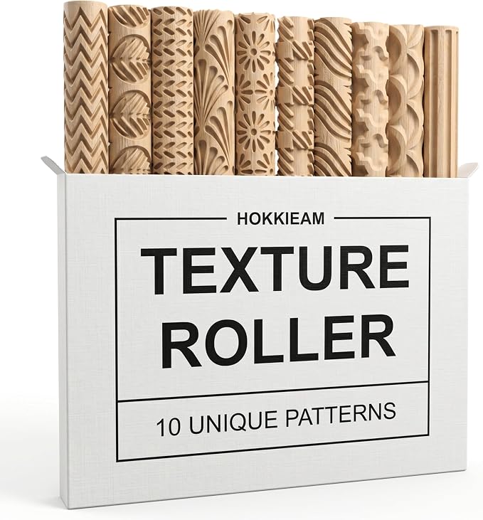 Hokkieam Clay Texture Rollers | 10-Pack Polymer Clay Texture Roller Set by Unknown