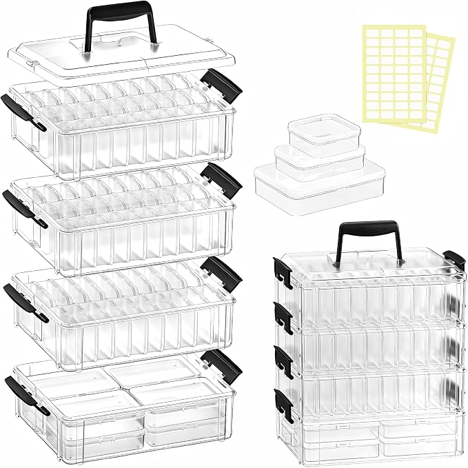 Stackable Bead Storage Organizer, 88 Small Plastic Containers by Unknown