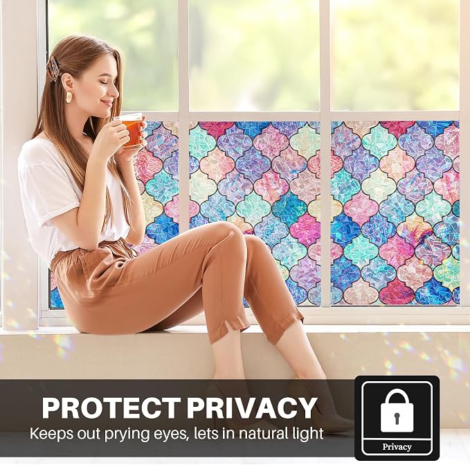 Stained Glass Window Film, Rainbow Decorative Window Privacy Film - Image 2