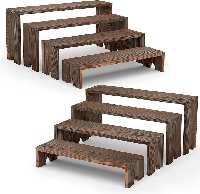 2 Set Wooden Cupcake Stand for Decor, 4 Tiered Stackable Display Risers by Nyamofly