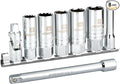 AEROFORCE 3/8-Inch Drive Spark Plug Socket Set 8PCS - Includes 6 Point Sockets 5/8-inch, 3/4-inch and 13/16-inch, 12 Point Sockets 14mm&18mm, 2 Extension Bars,Universal Joint