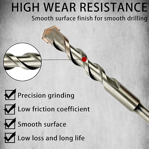 Direko SDS Plus Rotary Hammer Drill Bits 5-Piece 3/16 inch x 12 Inch,Carbide-Tipped for Masonry,Concrete,Brick Granite etc