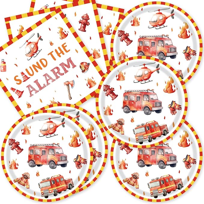 40Pcs Firetruck Birthday Party Decorations Firefighter Fire Truck Party by Unknown