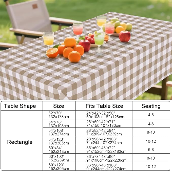 Smiry Rectangle Table Cloth, Waterproof Vinyl Tablecloth - Image 7