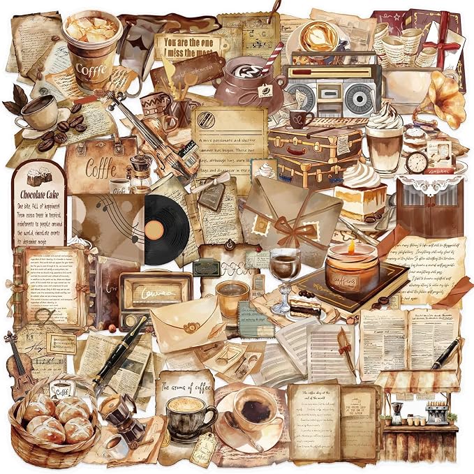 50 PCS Retro Coffee Shop Stickers by Unknown