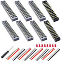 Terminal Block (8 Sets) 8Pcs 12 Positions Dual Row 600V 15A Screw Terminal Strip Blocks with Cover&8Pcs Pre-Insulated Barrier Termina Block Strip&96Pcs Insulated Fork Wire Connector