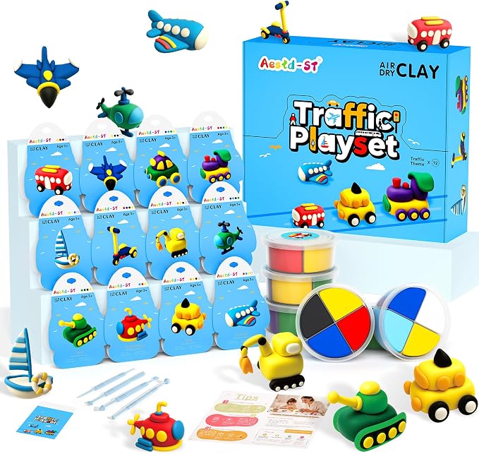 Air Dry Clay Kit -Traffic Theme, Modeling Clay by Aestd-STqualityclay