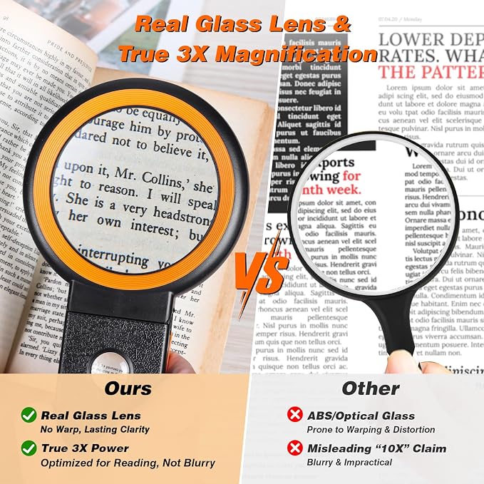 KIBTOY Magnifying Glass with Light and Stand, Foldable Handheld Magnifying - Image 3