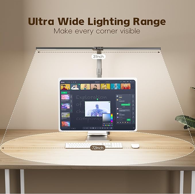 Desk lamp，Led Desk Lamp for Office Home - Eye Caring Architect lamp, 24WDual Screen Computer Monitor Adjustable Smart Desk lamp, Suitable for Home/Office/Bedroom