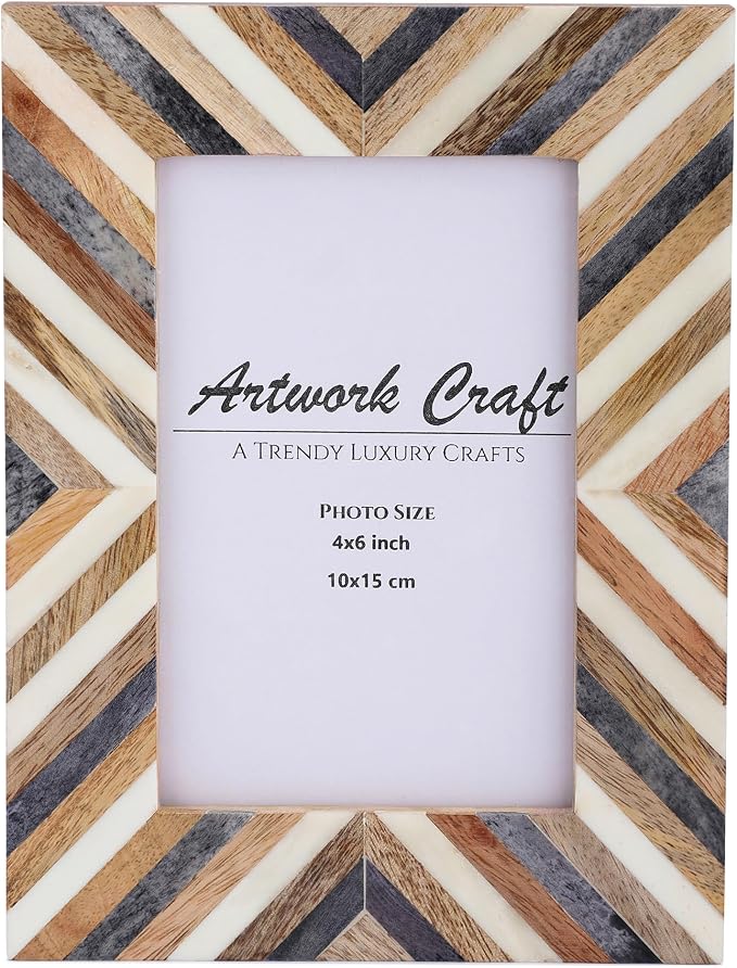 Handmade Picture Photo Frame Chevron Herringbone Art Inspired Vintage by ArtworkCraft