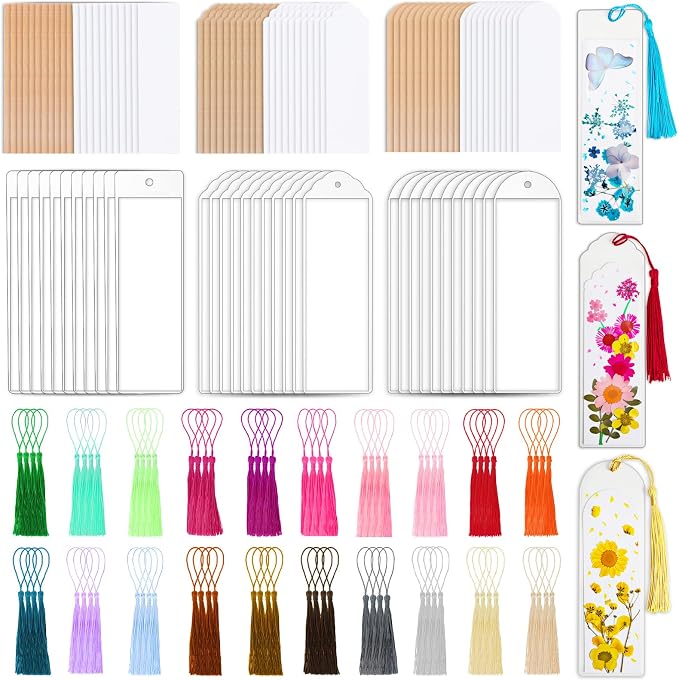 240 Pcs Kraft Paper Blank Bookmarks, 3 Sizes 2 Colors Bookmark Making Kit by Comkrivy