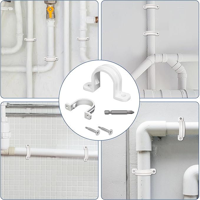 20 Set PVC conduit pipe strap clamps Φ20 MM - SCH 1/2 IN,Two Hole plastic pipe clips