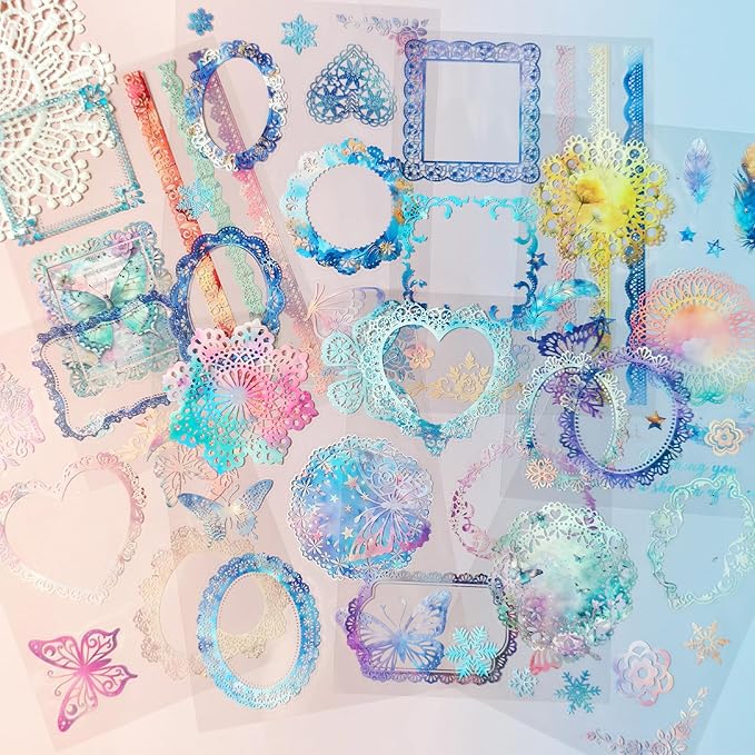 130 Pcs Pastel Fade-Resistant Lace Scrapbook Stickers by JUNKJWBZ%7CPeelStickInspir