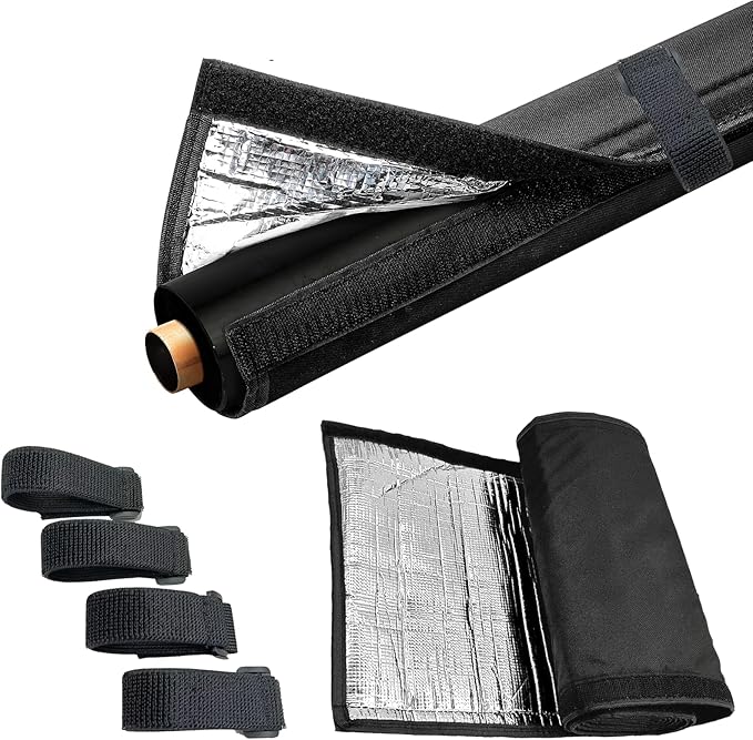 Outdoor Pipe Insulation Cover - 72" x 10.2" Weatherproof HVAC AC Line Set Protector, Heavy-Duty Fabric Wrap for Sun, Rain & Winter Freeze Protection, with 4 Adjustable Straps