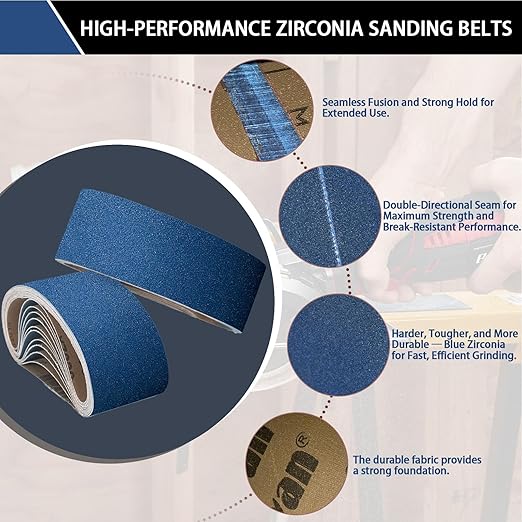 3x21 Inch Sanding Belts 20 Pcs 40 Grits Heavy Duty Belt Sander Zirconia Belt Sander Paper for Wood, Metal, Stainless Steel, Automotive, and Furniture