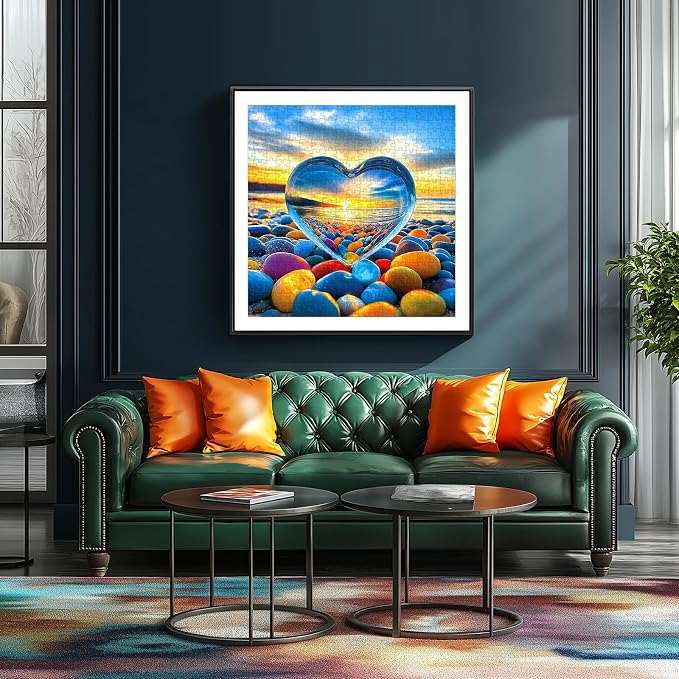 MINIWAN Sunset Heart Puzzles for Adults 500 Pieces, Letters on Back, Reference - Image 4
