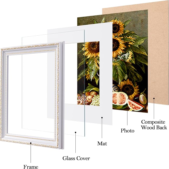 eletecpro 8x10 Vintage Picture Frame, Glass Cover, Horizontal or Vertical - Image 2