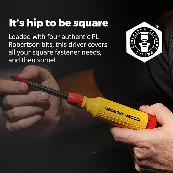 MEGAPRO® 15-in-1 Original Multi-bit Screwdriver | Home DIY & Repair | Construction | Tradeswork | 14 Industrial-grade bit tips | 1/4" Hex Drive in shaft (PL Robertson)