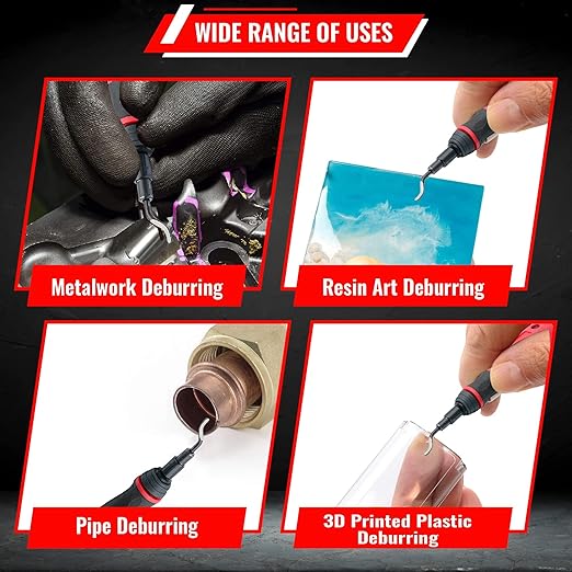AFA Tooling - Extendable Neck Deburring Tool with 3 Extra Swivel Blades - Works on Metal, Resin, PVC Pipes, Copper, Plastic and 3D Printed Edges - Plumbing & 3D Printing Burr Removal Reamer Tool