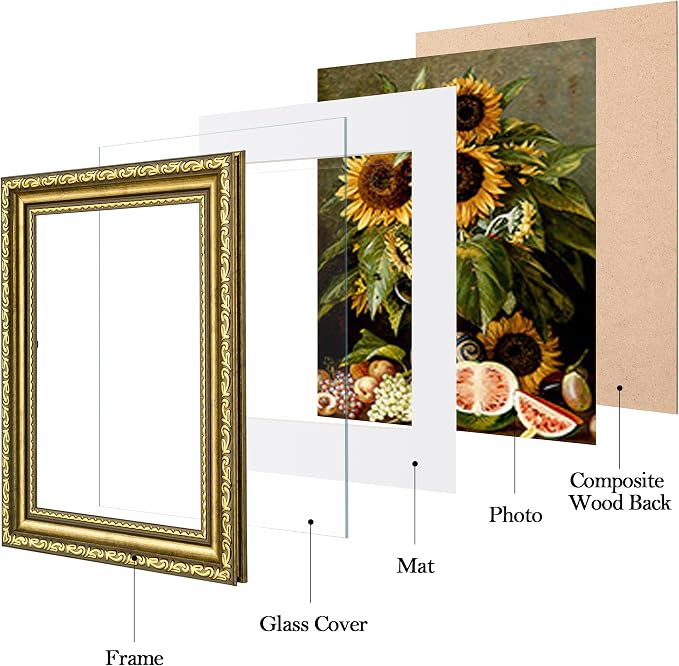 eletecpro 5x7 Vintage Picture Frame, Glass Cover, Horizontal or Vertical - Image 2