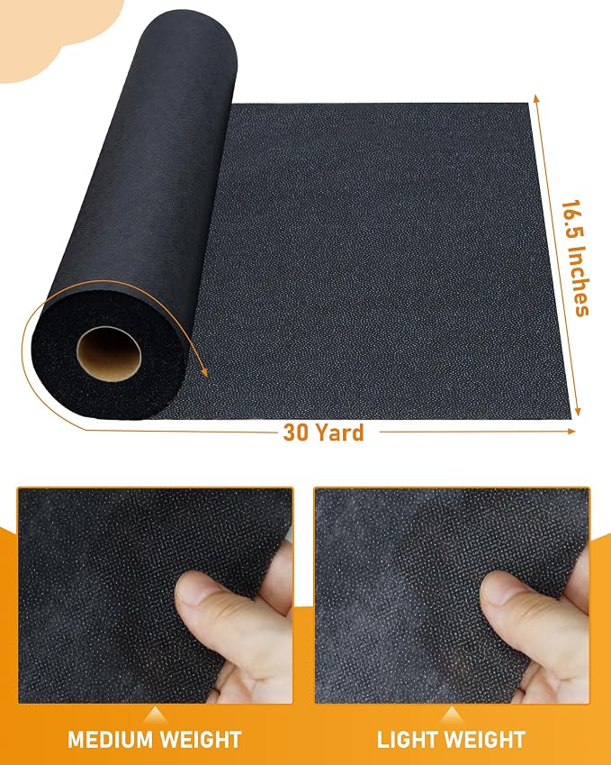 PLANTIONAL Medium Weight Black Iron-On Non-Woven Fusible Interfacing: 16.5" x - Image 2
