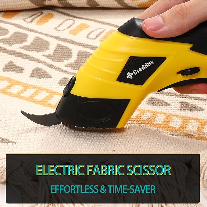 Cordless electric scissors for cardboard Fabric Cutter Cardboard Cutter Tool for Crafting,and Sewing with Usb Cable Yellow