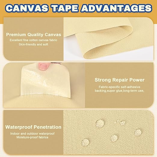 Canvas Repair Tape, 16 x 63 Inch Waterproof Heavy Duty Fabric Tape for Furniture, Self Adhesive Canvas Repair Patches for Boat Covers, Sofas, Tents, Louge Chairs, Canopy, Awning Burgundy