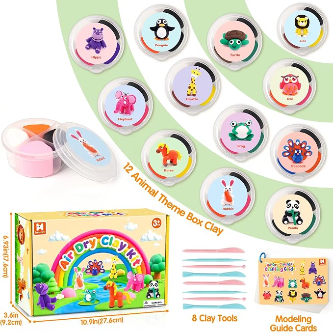 Air Dry Clay Kit for Kids, 12 Animals Modeling Clay for Kids, Molding Clay - Image 2