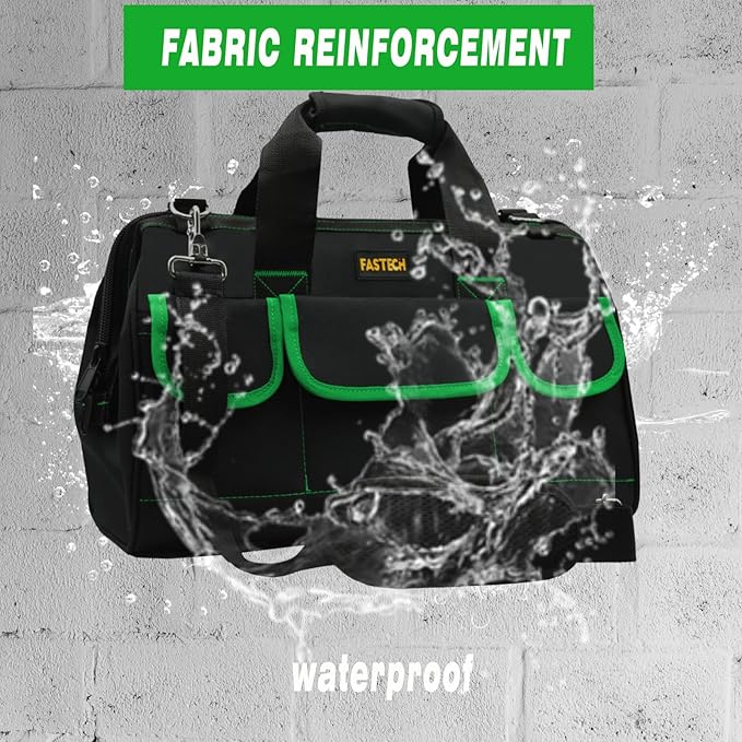 18 Inch Tool Bag With Comfortable Shoulder Straps, Waterproof Wide Mouth Tool Kit, Tool Storage Package For Men/Women (18IN Green)