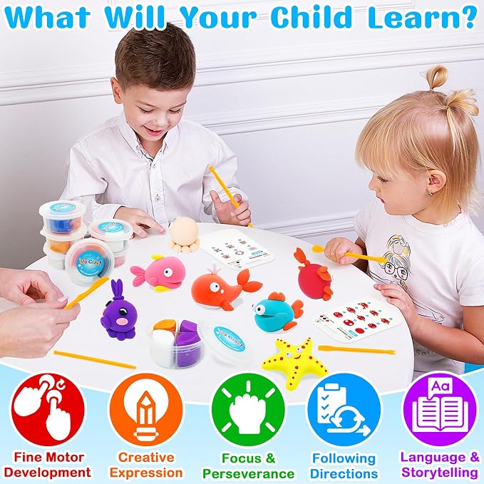 LanMa Air Dry Clay Kit for Kids, 12 Pack Sea Animal Air-Dry Art Kits - Image 4