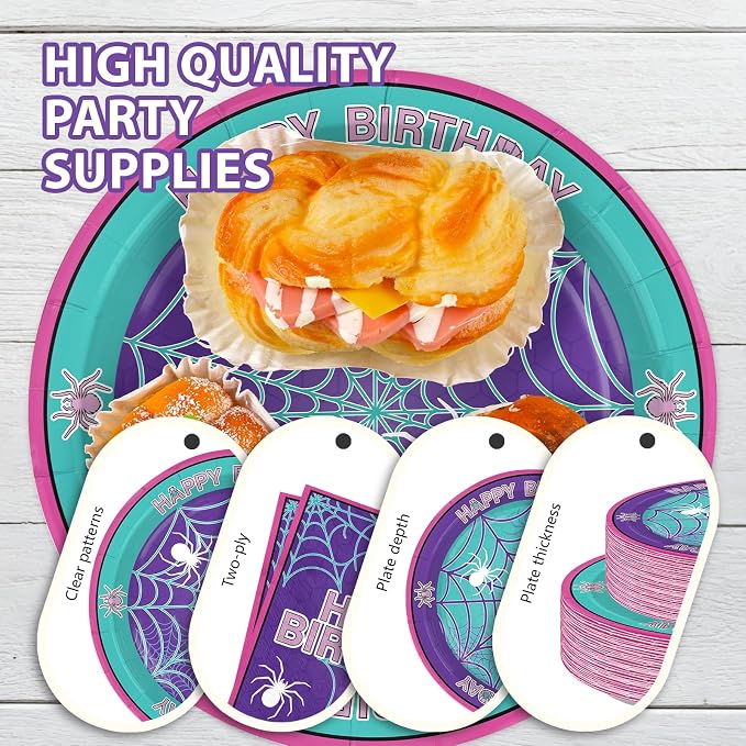 168Pcs Purple Spider Birthday Party Decorations - Image 4