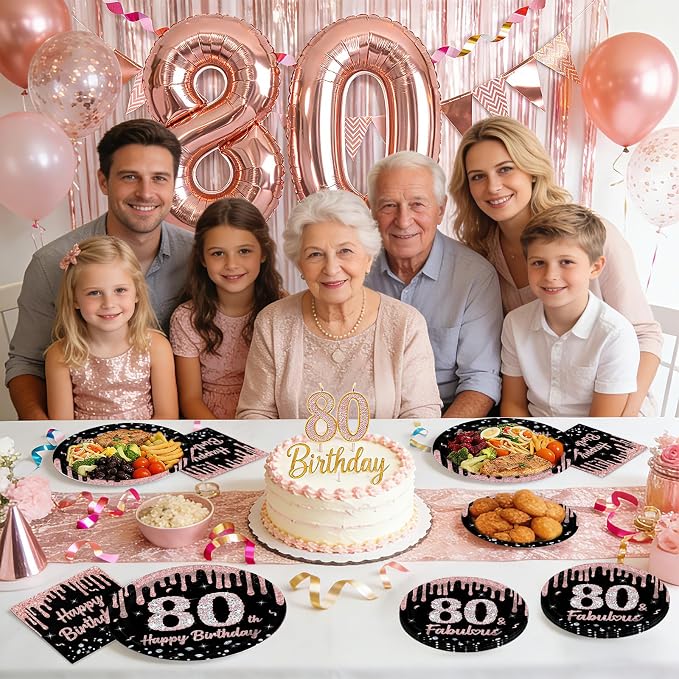 96 Pcs 80th Birthday Decorations - Image 7
