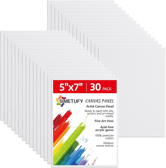 Simetufy 5x7inch 30 Pcs Small Canvas Boards by Simetufy