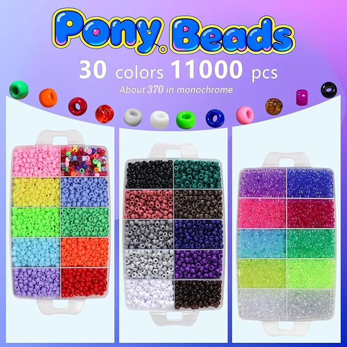 JULIMAIDONG 11000Pcs Pony Beads, Beads - Image 3