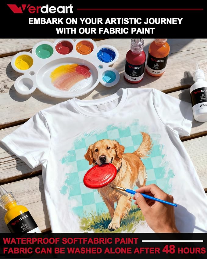60 Color Fabric Paint Set – 3D Puffy Permanent Textile Paint - Image 5