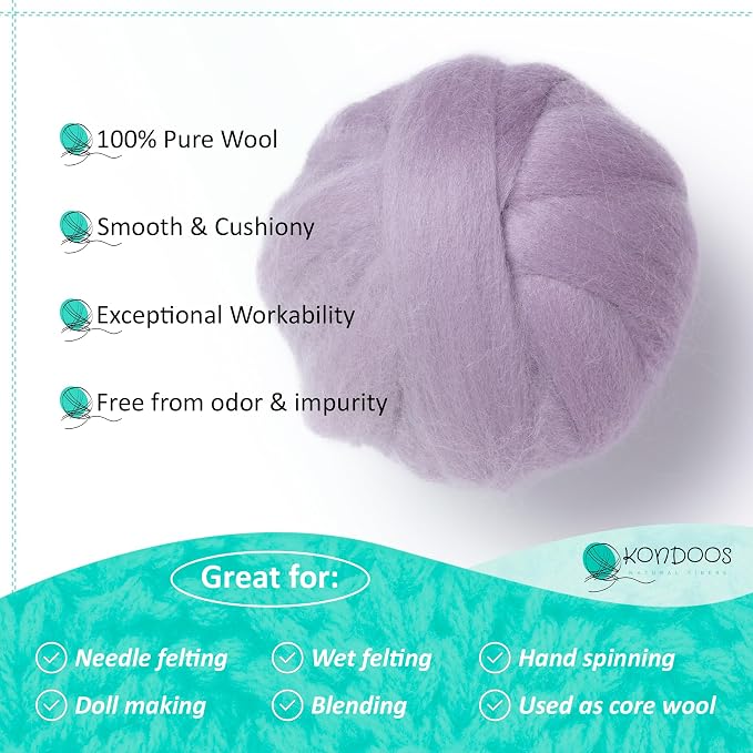 Kondoos Natural Wool roving, 2 OZ. Best Wool - Image 3