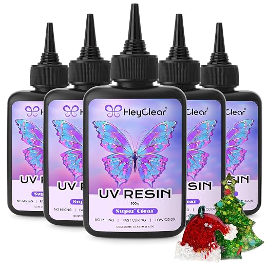 HeyClear 500g UV Resin Kit Crystal Clear, Hard UV Resin Fast Curing by HeyClearResin