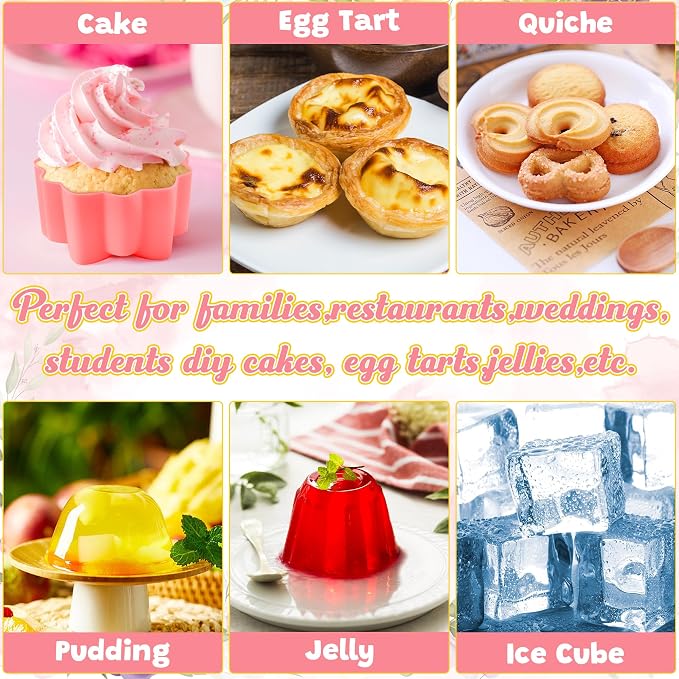 R HORSE 42 Pack Mini Silicone Cupcake Molds | Multi Flower Shaped Baking Cups - Image 5