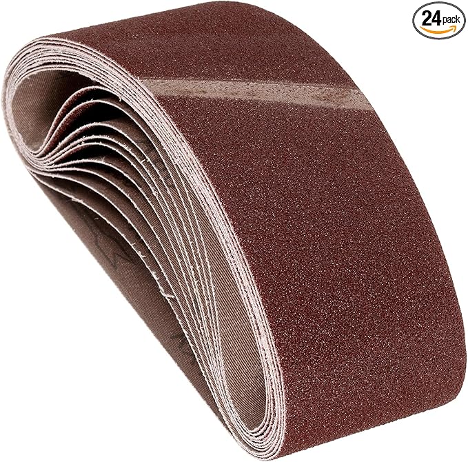 24 Pcs Sanding Belts 4 x 24 Inch 80 Grit Aluminum Oxide Abrasive Sandpaper for Belt Sander Metal Grinding Wood Working Weld Rust Removal