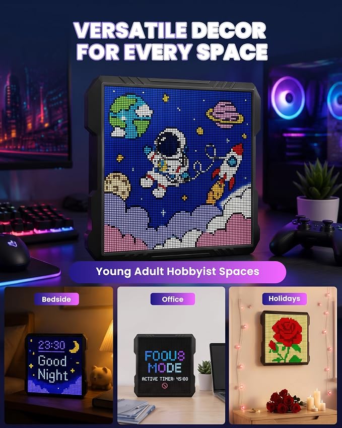 32x32 LED Pixel Art Display, USB Powered Gaming Desk Decor - Image 6