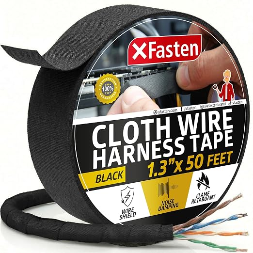 XFasten Wire Harness Tape, 1.3-Inch x 50-Foot, High Temp Wiring Loom Harness by XFasten