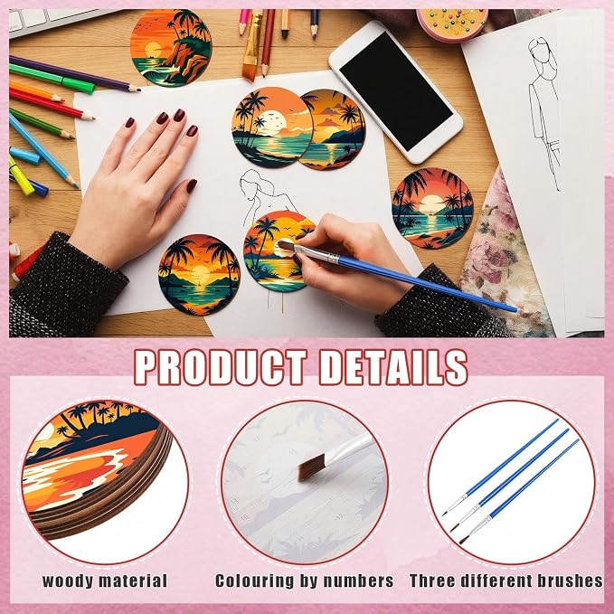 Reallnaive 8 Pcs Beach Paint by Numbers Kit - Image 3