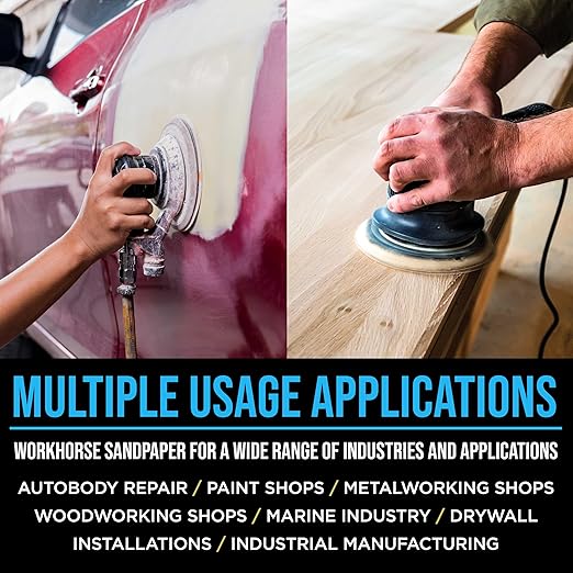 Premium 80 Grit 6" Rhombus Diamond Shape Blue Sanding Discs, 6-Hole, Box of 50 - Hook & Loop Anti-Clogging J-Cloth Dustless Sandpaper for Random Orbital Sanders, Sand Auto Paint, Wood