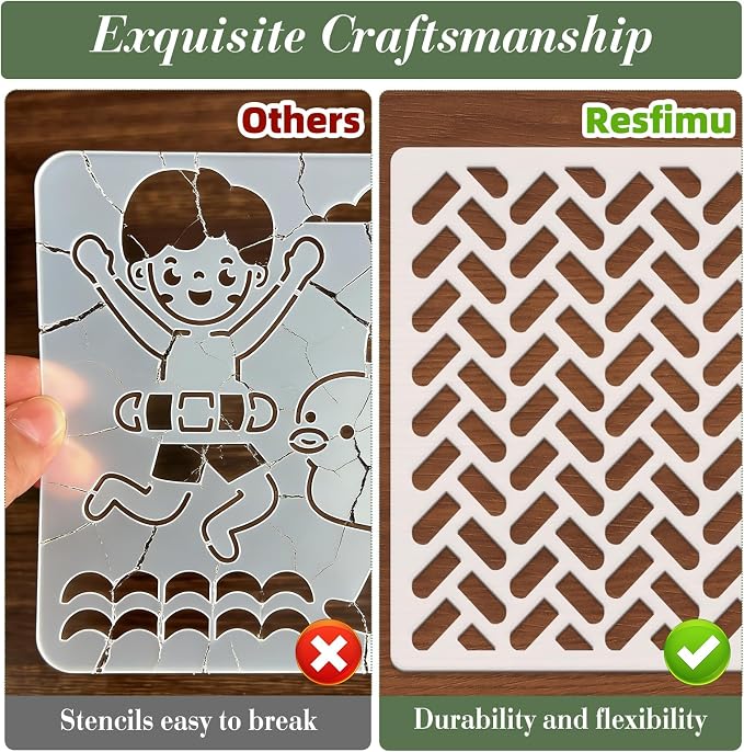 Geometric Texture Stencils for Crafts Reusable 25Pcs Stencils | DIY Art - Image 3