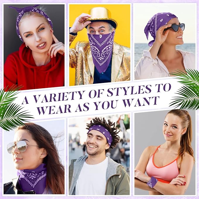 100 Pack Bandanas Unisex Paisley Bandanas Bulk Multi Purpose Cowboy Head Wrap - Image 5
