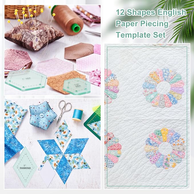 Cinnvoice 612 Pcs Patchwork Paper EPP English Piecing Supplies 12 Shapes - Image 5