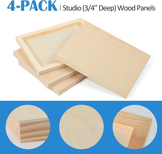Falling in Art 4 Pack 8x10’’ Unfinished Birch Wood Panels Kit - Image 5