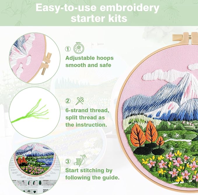 RidaaFri Embroidery Kit for Beginner, Hand Embroidery Practice Set - Image 6